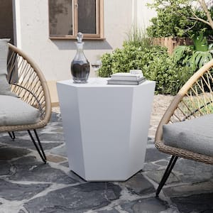 24 in. Indoor and Outdoor Patio Mgo Concrete Coffee Table in a Porcelain White Hexagon Design