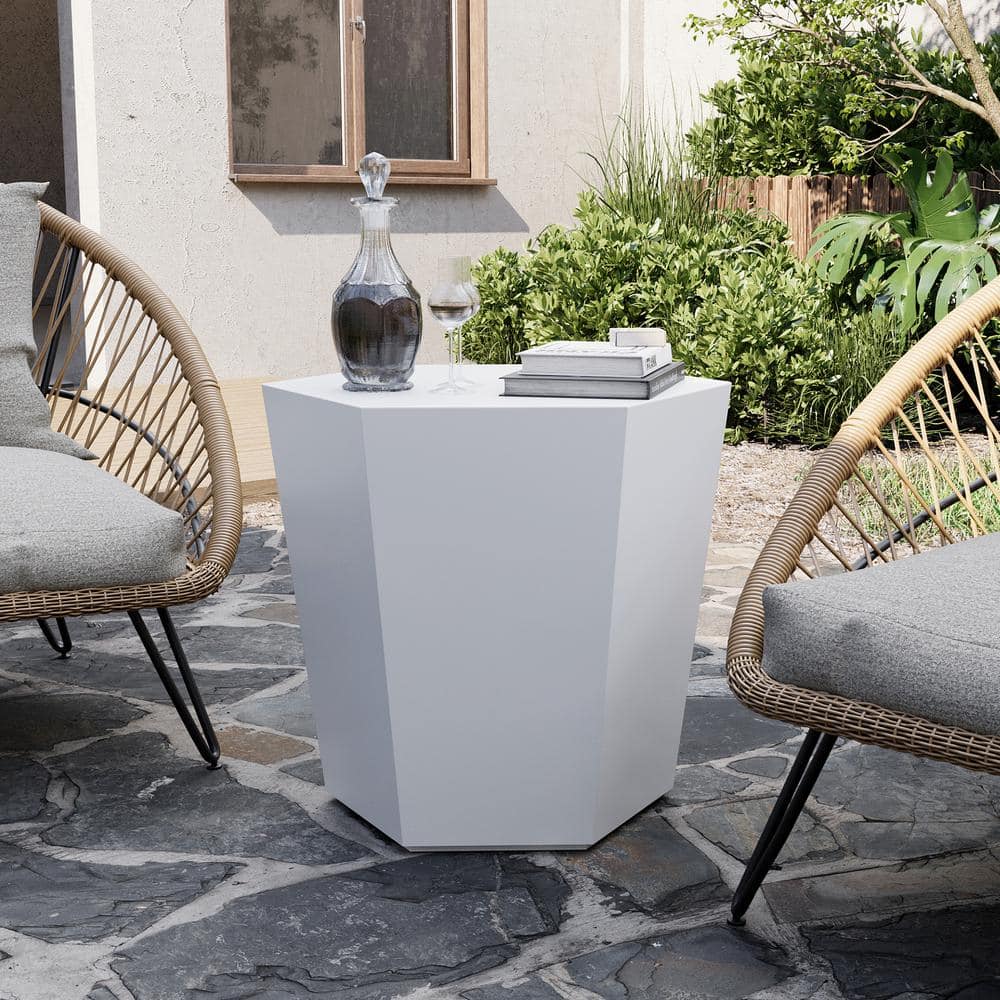 24 in. Indoor and Outdoor Patio Mgo Concrete Coffee Table in a Porcelain White Hexagon Design price history on PriceWatchPro