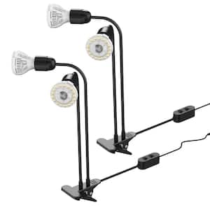 20-Watt Full Spectrum Timer Gooseneck Clip 2000-Lumen Black Plant LED Grow Light, 4000K (2-Pack)