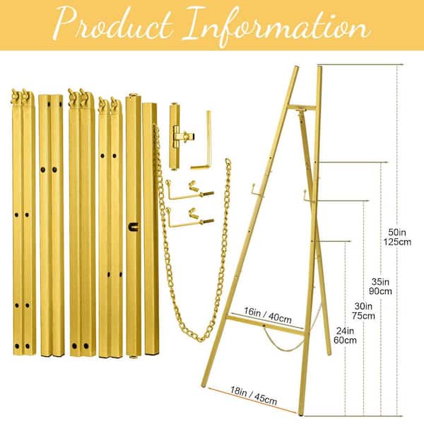 Aoibox 1 Piece Gold Metal Easel Stand Adjustable Tripod Floor