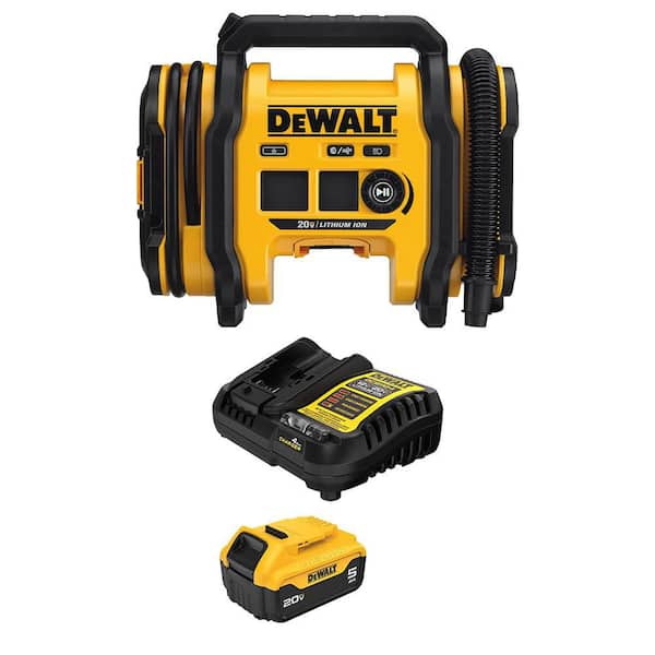 20V MAX Lithium-Ion Cordless Electric Portable Inflator with 20V MAX XR 5.0 Ah Battery Pack and Charger