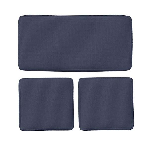 36 in. x 18 in. (3-Piece) Outdoor Patio Replacement Seat Cushions Fit for Loveseat Lounge Chair Furniture Navy Blue
