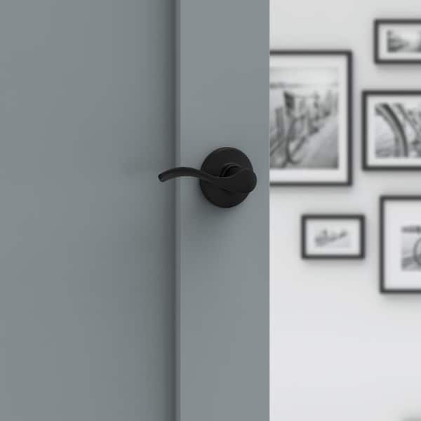 Balboa Matte Black Passage Door Handle for Hall or Closet featuring Microban Technology