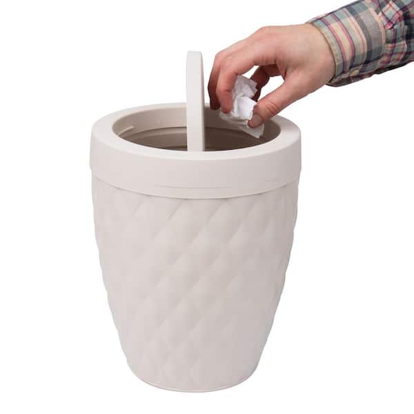 Square Wastepaper Basket And Toilet Brush Set Ivory - Mind Reader