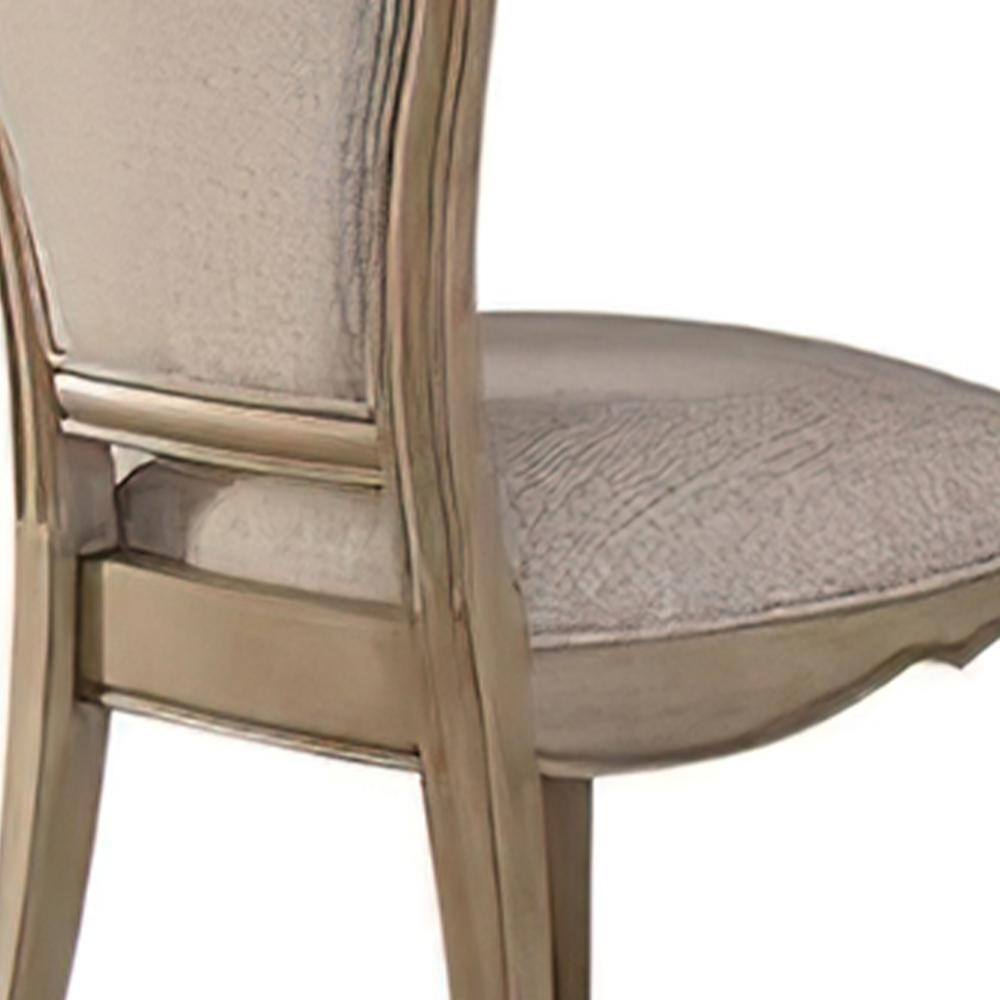 Antique Taupe Upholstered Side Chair with Beige Fabric, Set of 2