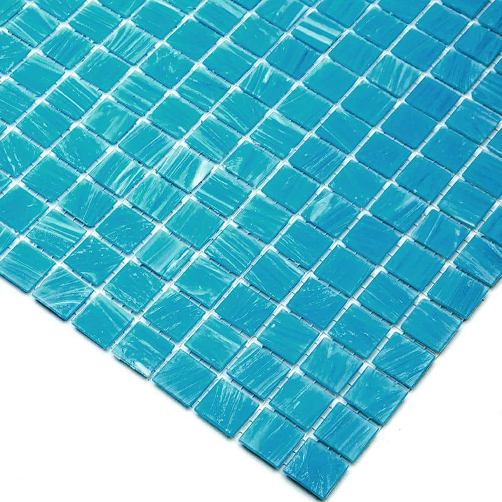 Sky Blue 12" x 12" Glossy Glass Mosaic Tile