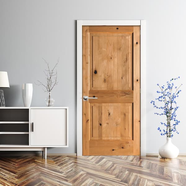 DIY RTA Kit 24 in. x 80 in. Knotty Alder Sq. Top Right-Hand Clear Stain Wood Single Ready To Assemble Interior Door