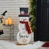 Glitzhome 36 in. H Wooden Christmas Snowman Porch Decor Lighted ...