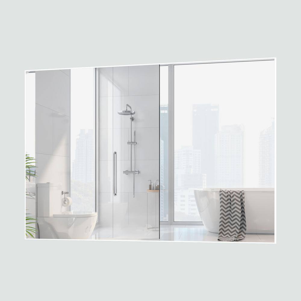 48 in. W x 32 in. H Square Frame Vertical or Horizontal Hanging Decorative Wall Bathroom Vanity Mirror in White price history on PriceWatchPro