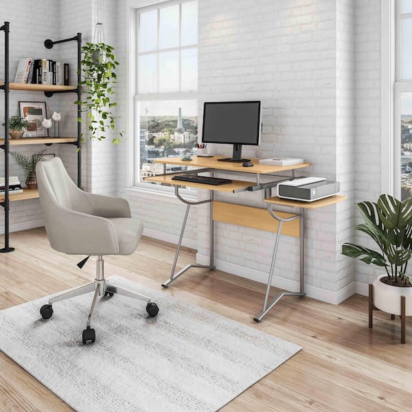 TECHNI MOBILI 43 in. Rectangular Cherry/Silver Computer Desk with