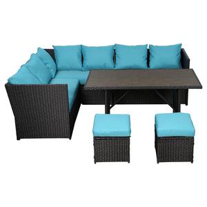 7 Pieces Patio Furniture Set with Table Outdoor Patio Furniture Outdoor Dining Sectional Sofa with Table & Chair