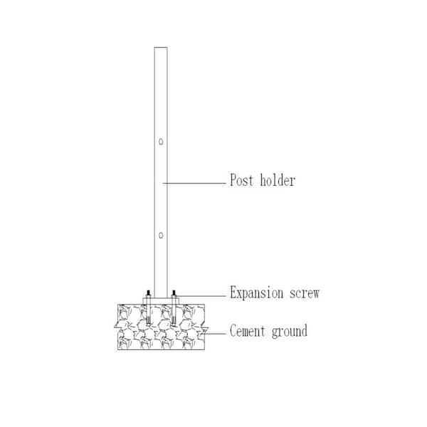 LH EP 3 in. x 3 in. x 1-1/3 ft. Black Metal Bottom Squared Post Holder for Installation Above Concrete EP Fence