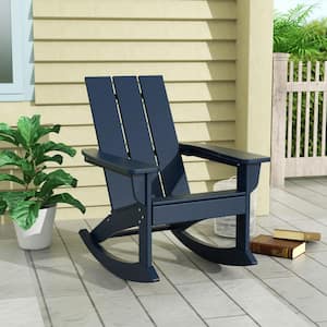 Shoreside Navy Blue Plastic Modern Adirondack Outdoor Rocking Chair