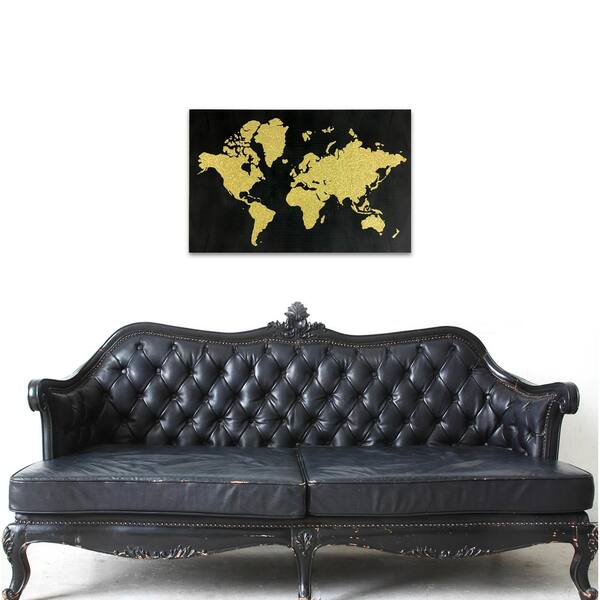 Unbranded 30 in. x 20 in. "World in Glitter" By Wynwood Studio Framed Printed Canvas Wall Art