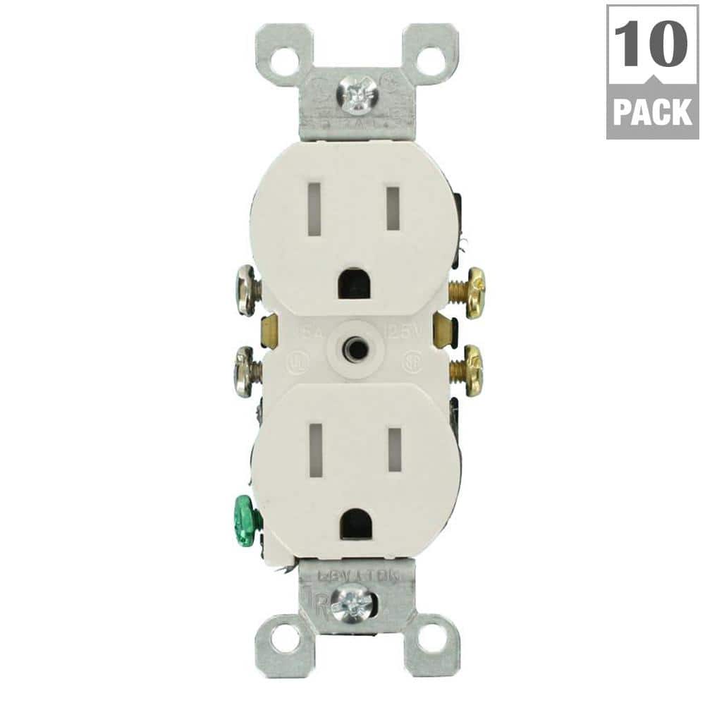 White Tamper Resistant Duplex Receptacle with Wall Plate