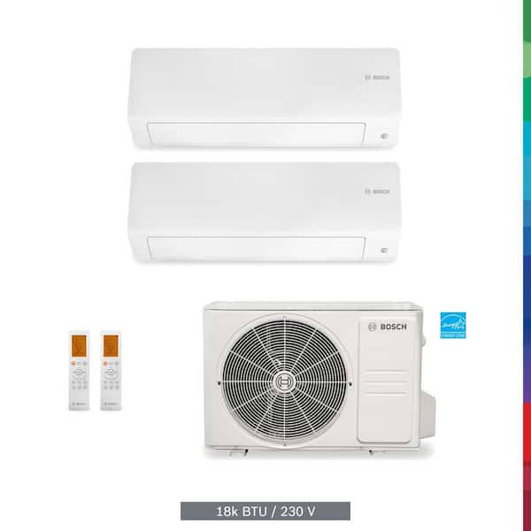 Bosch Gen 3-Climate 5000 PRO-pack 2-Zone 18,000 BTU 1.5 Ton Ductless Mini Split Air Conditioner with Heat Pump 230-Volt