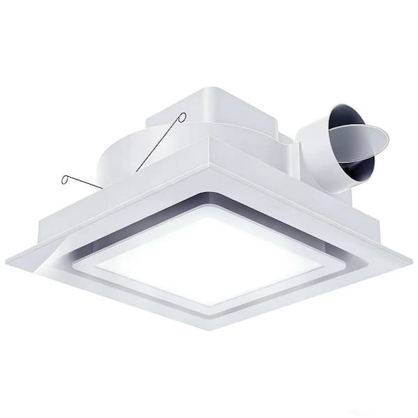 1-Piece 12 in. White Ultra Quiet Bathroom Fan with LED Light, 1.0 Sone 141 CFM 10 x 10 Mount, Single Color Temperature
