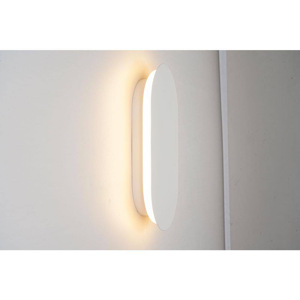 Lumin 1-Light 10.6 in. H White Oval LED Wall Sconce with Side Glow for Bathroom and Hallway price history on PriceWatchPro