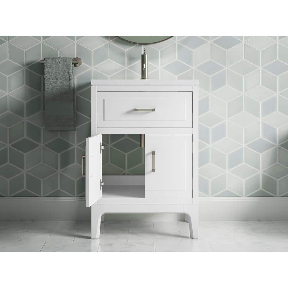 Seer 24" White MDF Freestanding Bathroom Vanity with Quartz Top