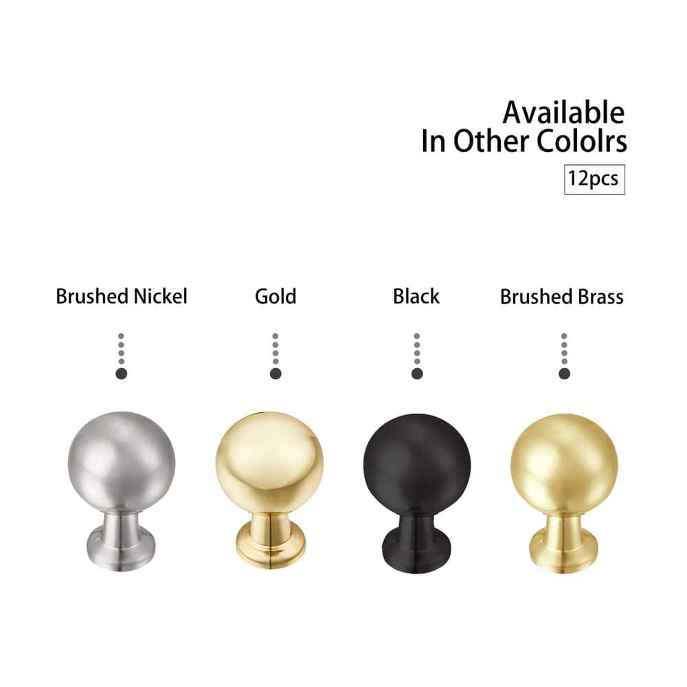 Brushed Brass Round Cabinet Knob with Mounting Hardware