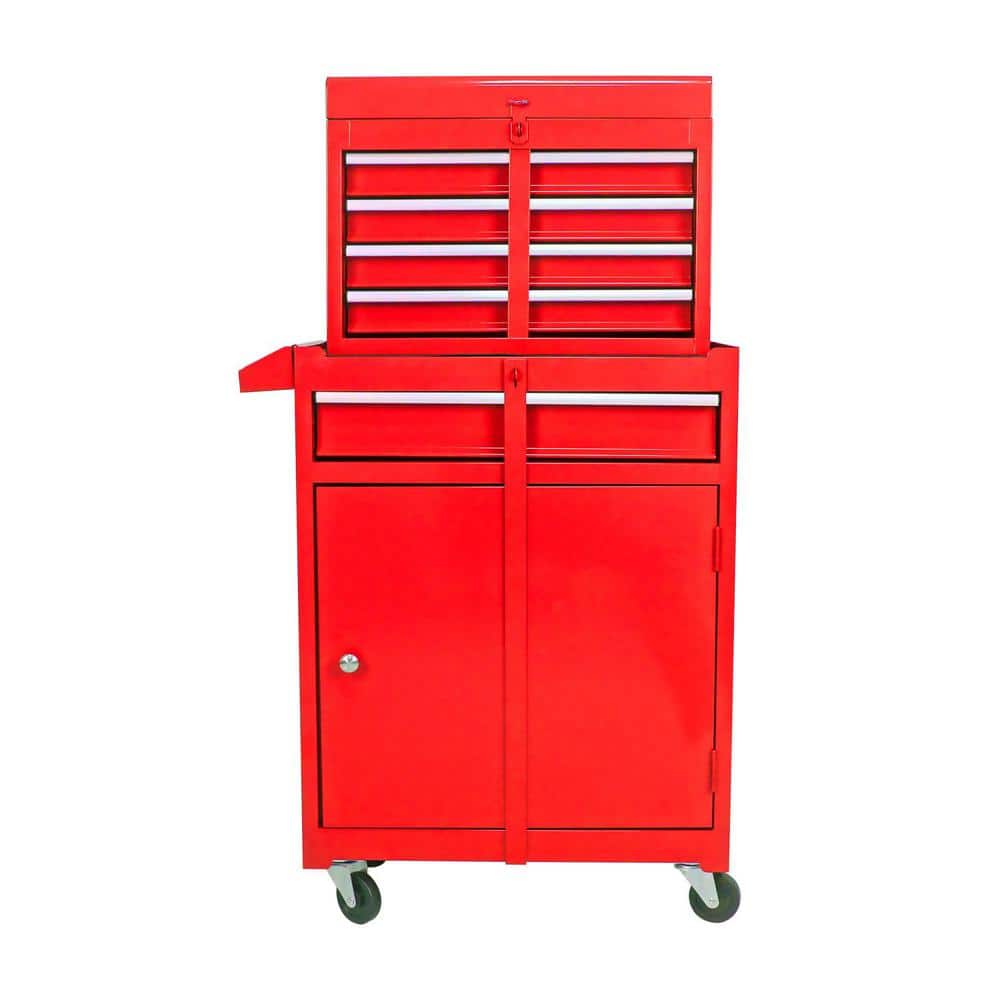 5-Tier Metal 4-Wheeled Cart in Red with Bottom Cabinet and Adjustable Shelf price history on PriceWatchPro