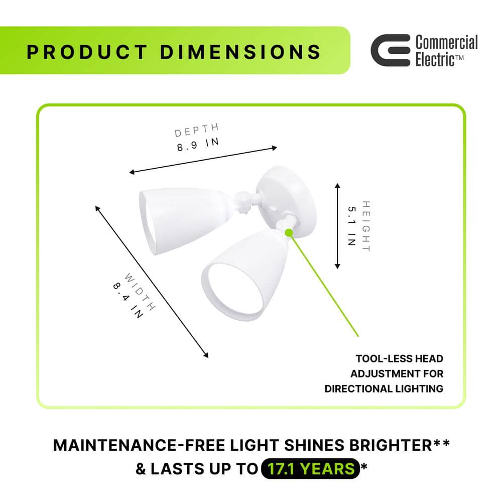 White Polycarbonate Twin-Head LED Security Floodlight