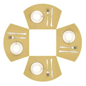 17.7 in. x 11.80 in. Gold Polyester Wedge Placemat Non Slip Heat Resistant Woven Vinyl Table Mats (Set of 4)