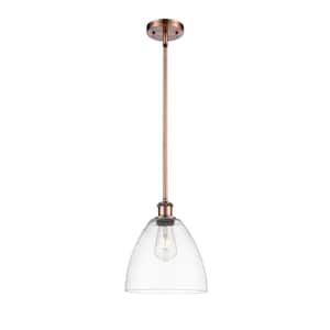 Bristol Glass 1-Light Antique Copper Shaded Pendant Light with Clear Glass Shade