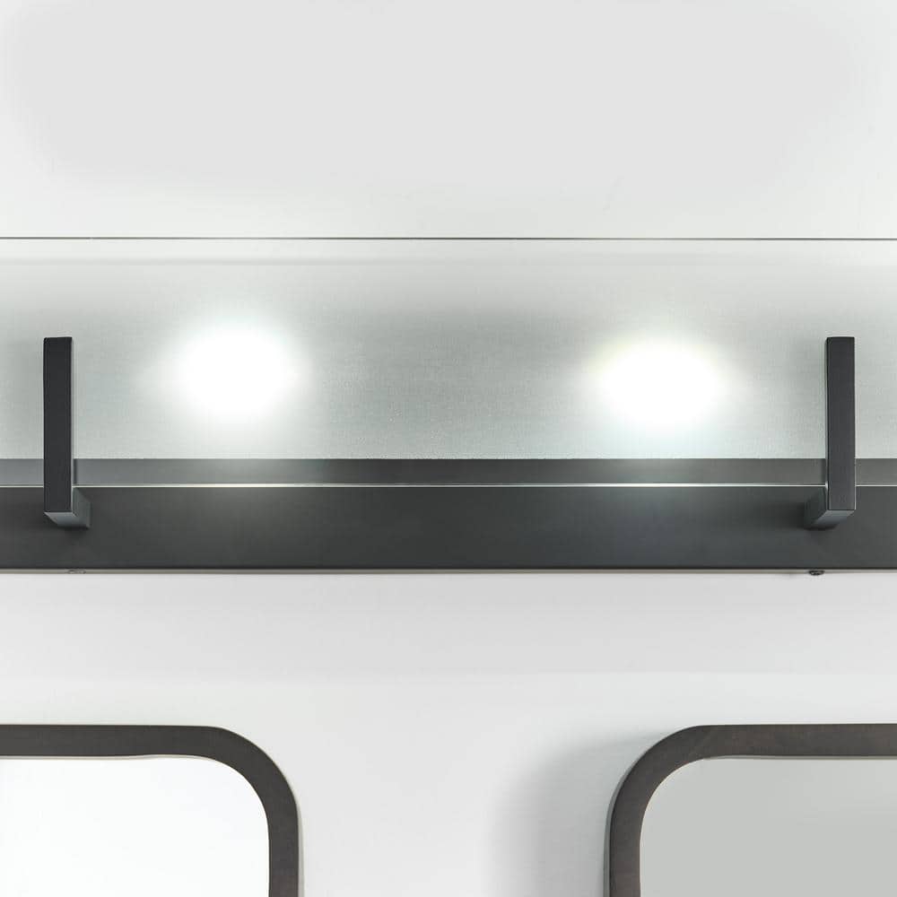 Midnight Black 26" Steel Vanity Light with Clear Glass Shade