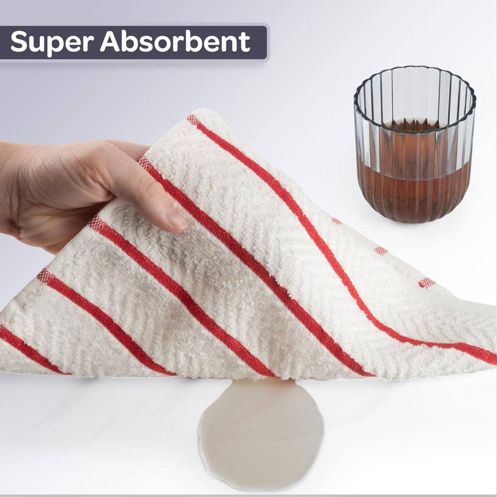 Lavish Home 16-Pack Red and White Cotton Dish Cloths