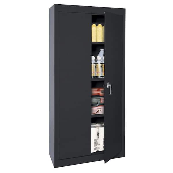 Value Line Series  30 in. W x 66 in. H x 18 in. D 24-Gauge 4-Shelf Freestanding Garage Storage Cabinet in Black