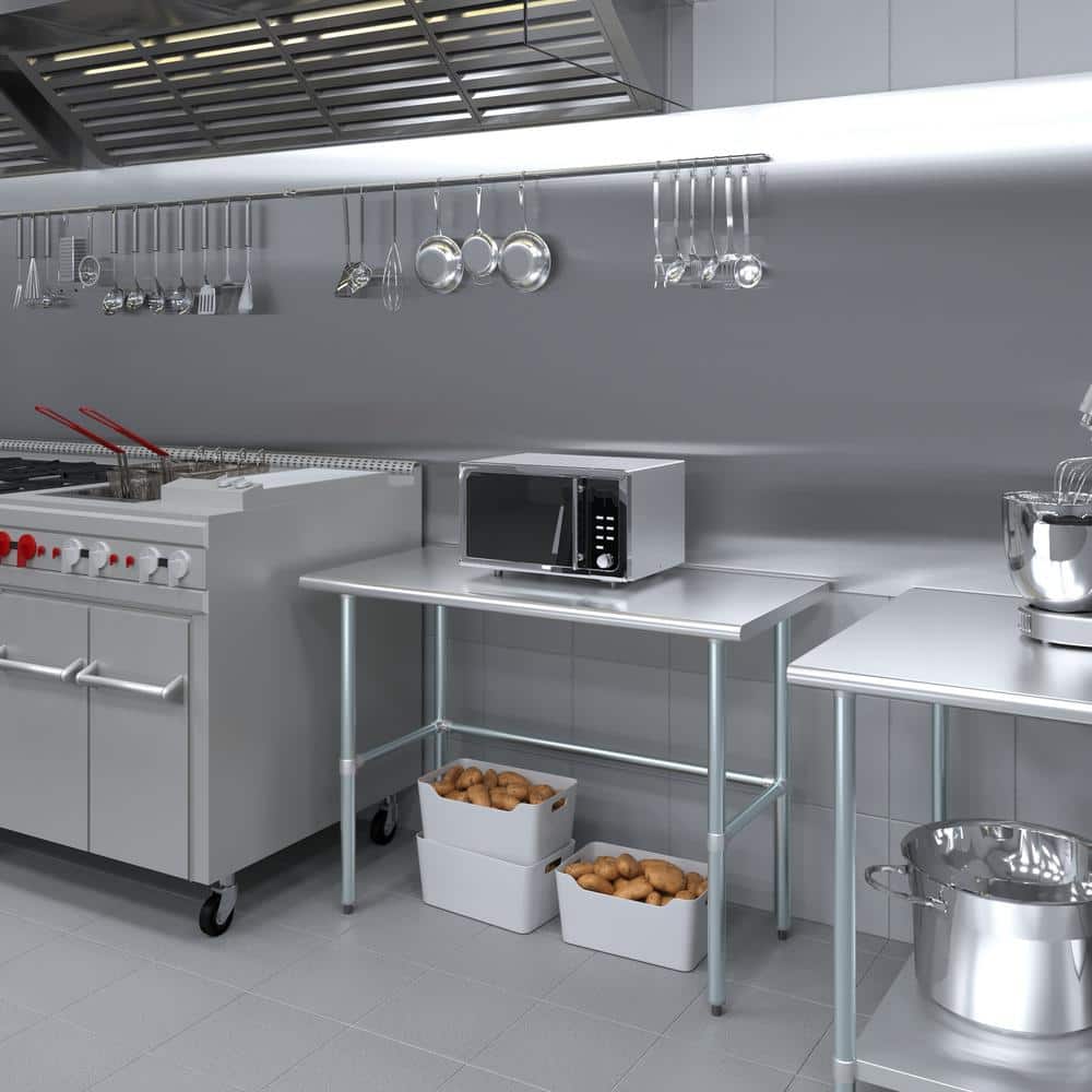 48" Stainless Steel Work Table with Galvanized Legs