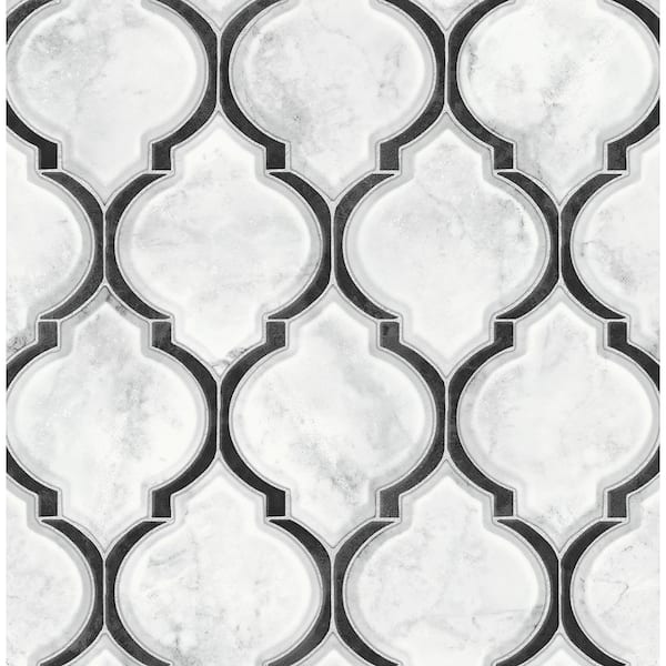 NextWall Marbled Onyx and Carrara Ogee Geometric 20.5 in. x 18 ft. Peel and Stick Wallpaper