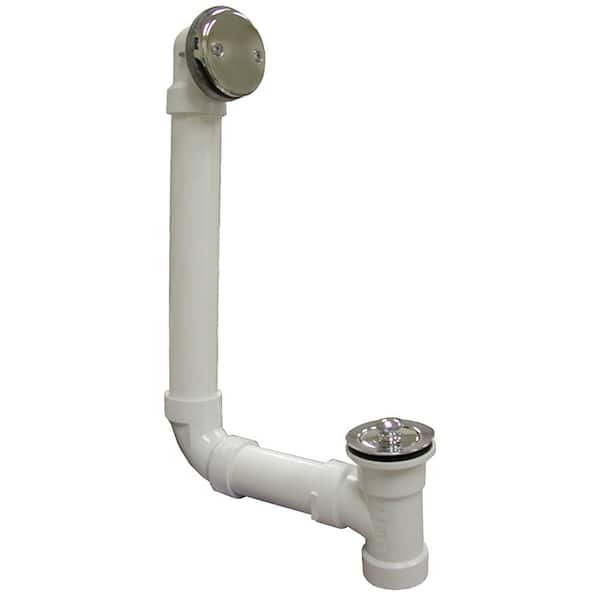 JONES STEPHENS Toe Touch White Plastic Tubular 2-Hole Bath Waste and  Overflow Tub Drain Direct T-Waste Full Kit in Polished Brass B07126 - The  Home Depot