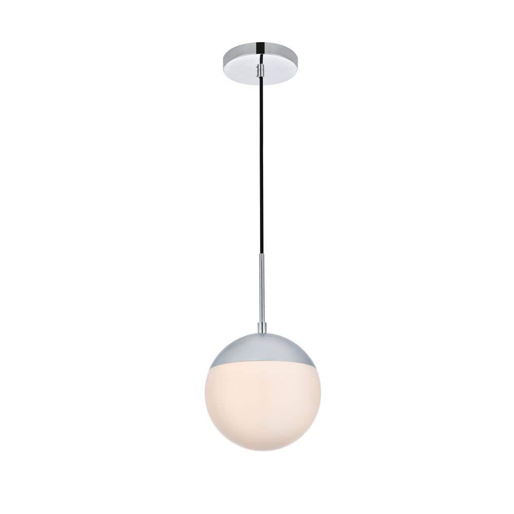 Timeless Home 8 in. 1-Light Chrome And Frosted White Pendant Light, Bulbs N