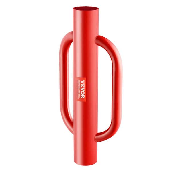 Fence Post Driver with Handles 4.11" Inner Diameter T-Post Pole Pounder 22lbs. Carbon Steel Farm Fencing Hole Digger Red