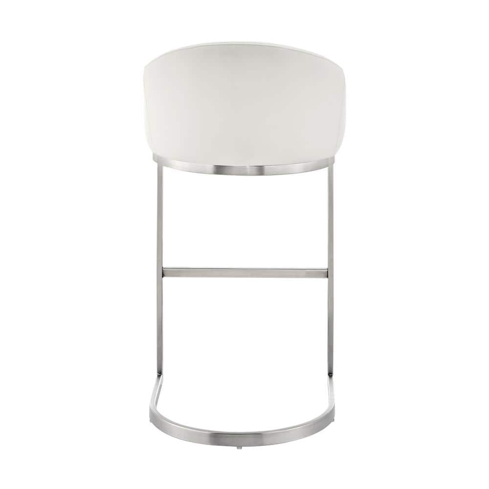 Katherine 30" White Faux Leather Metal Bar Stool