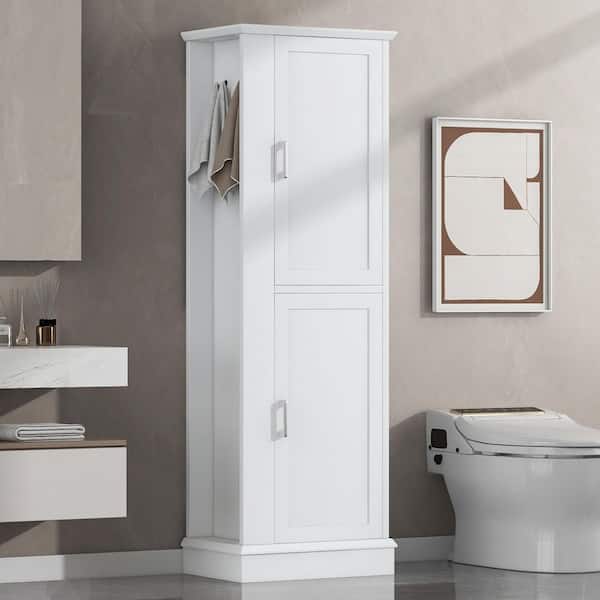 21 in. W x 14 in. D x 68 in. H White Linen Cabinet