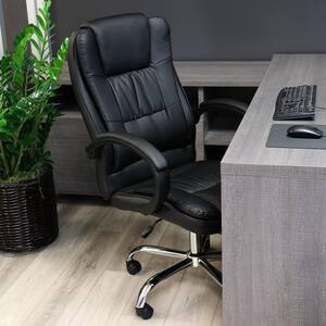 High Back Adjustable Faux Leather Office Chair in Black