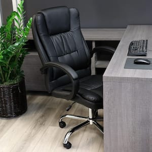 High Back Adjustable Faux Leather Office Chair in Black