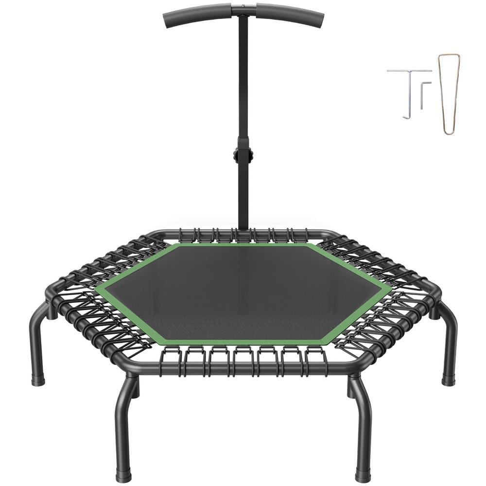 54.5" Black Indoor Fitness Trampoline with Handle
