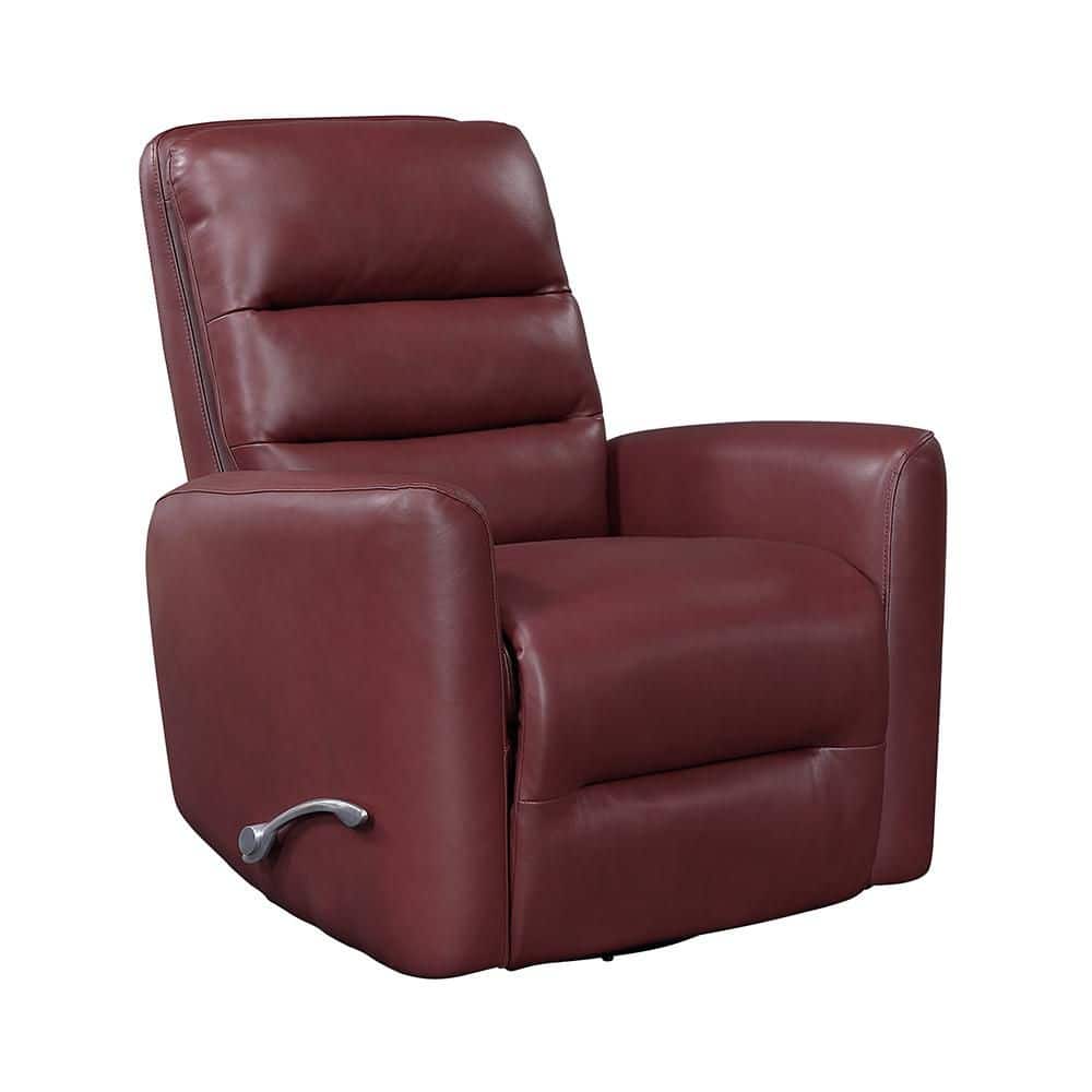 Lazzara Wiley Red Faux Leather Upholstery Manual Swivel Glider