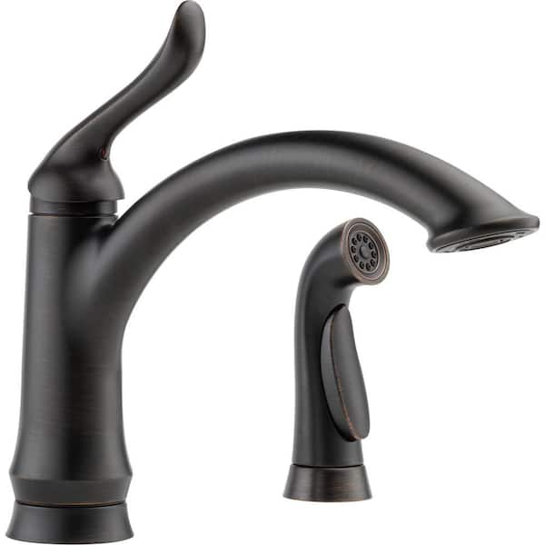 Delta Linden Single-Handle Standard Kitchen Faucet with Side Sprayer in Venetian Bronze