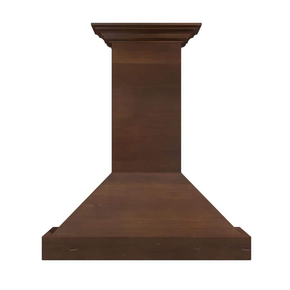 30'' Walnut and Stainless Steel Wall Mount Range Hood