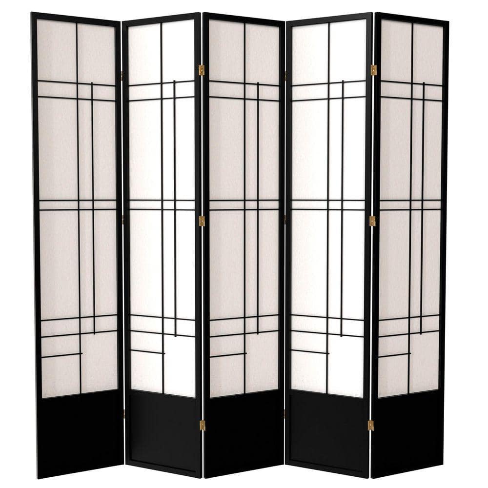 7 ft. Black 5-Panel Room Divider