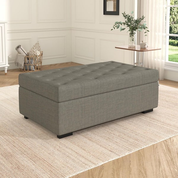 49.6 in. Gray Linen 1-Seater Size Sofa Bed with Memory Mattress