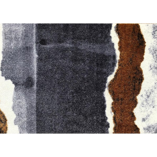 Studio 67 Outlaw Washable Brown Black Grey White 2 ft. 3 in. x 1 ft. 5 in. Floor Mat Small Mat Area Rug