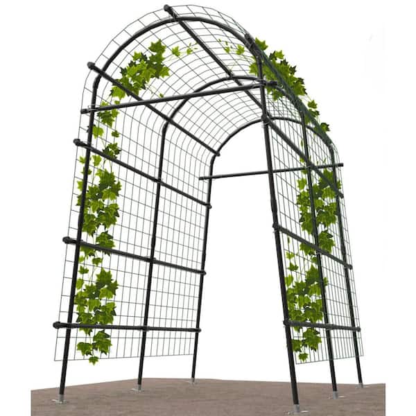 Unbranded 83 in. Garden Arch Trellis, Tall Stainless Steel Garden Trellis Arch for Climbing Plants with Clips Trellis Netting