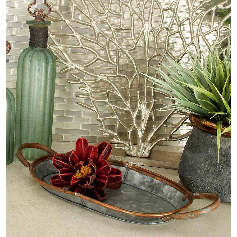 Set of 3 Oval Galvanized Metal Decorative Trays