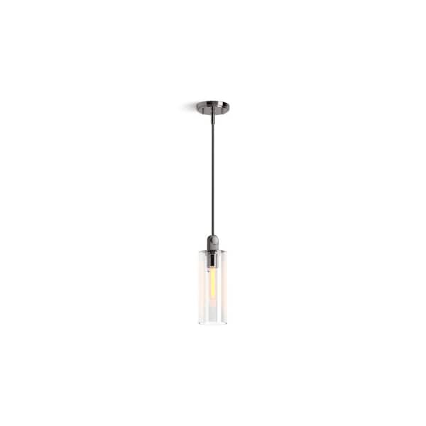 Crue 1-Light Titanium 4 in. Pendant Light with Clear Glass Shade